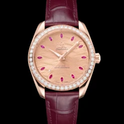 38 mm, Sedna™ gold on leather strap^OMEGA Hot