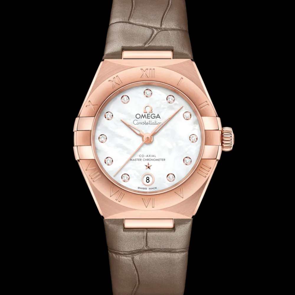 29 mm, Sedna™ gold on leather strap^OMEGA Hot