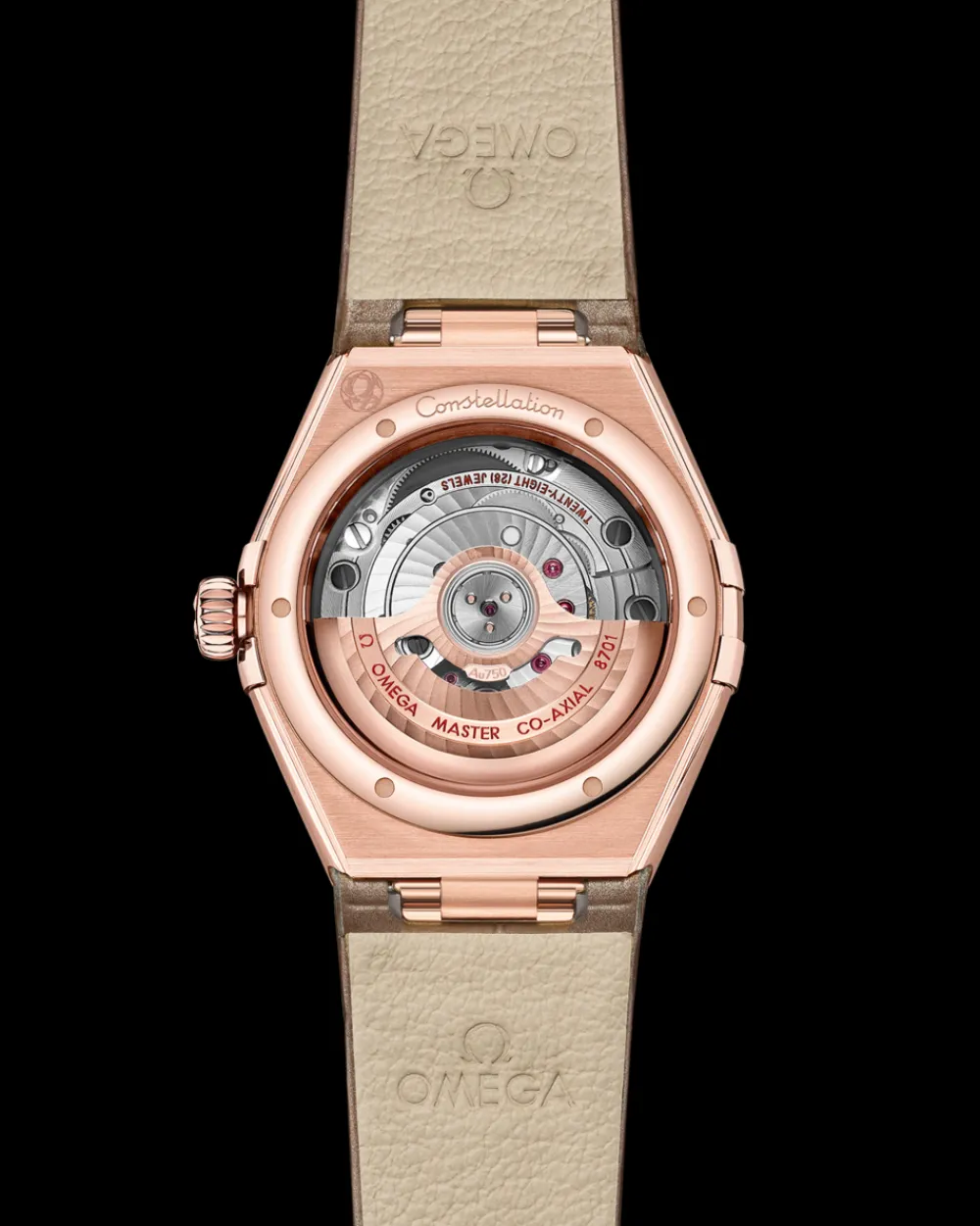 29 mm, Sedna™ gold on leather strap^OMEGA Hot