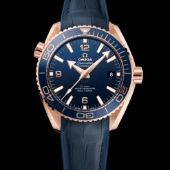 43.5 mm, Sedna™ gold on leather strap with rubber lining^OMEGA Fashion