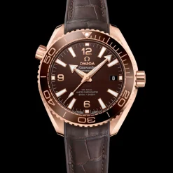 39.5 mm, Sedna™ gold on leather strap with rubber lining^OMEGA Discount