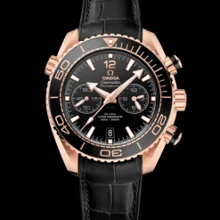 45.5 mm, Sedna™ gold on leather strap with rubber lining^OMEGA Hot