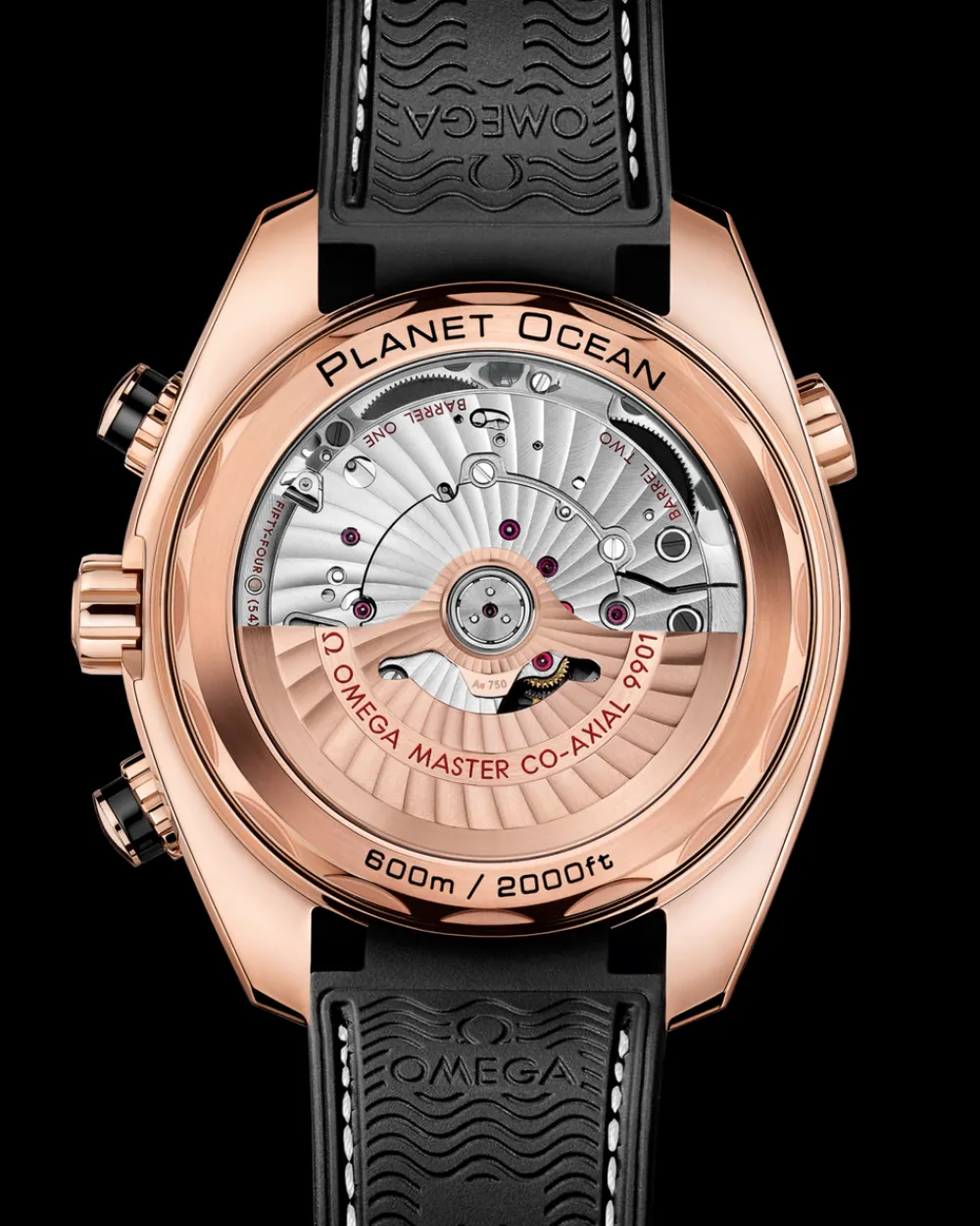 45.5 mm, Sedna™ gold on leather strap with rubber lining^OMEGA Hot
