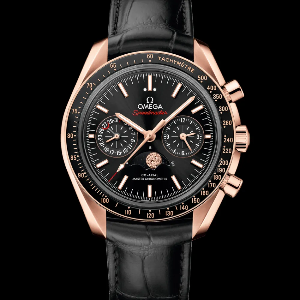 44.25 mm, Sedna™ gold on leather strap^OMEGA Best