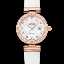 34 mm, Sedna™ gold on leather strap^OMEGA Best