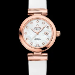 34 mm, Sedna™ gold on leather strap^OMEGA Online