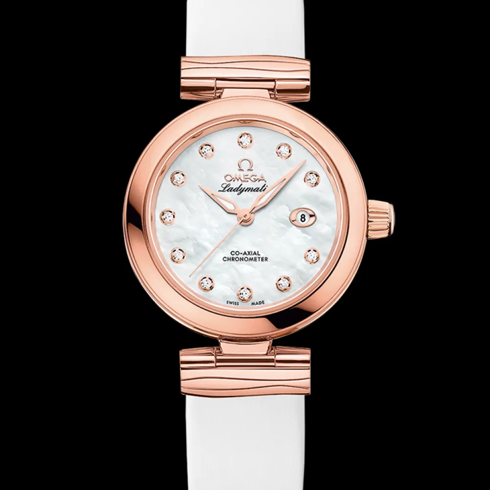 34 mm, Sedna™ gold on leather strap^OMEGA Online