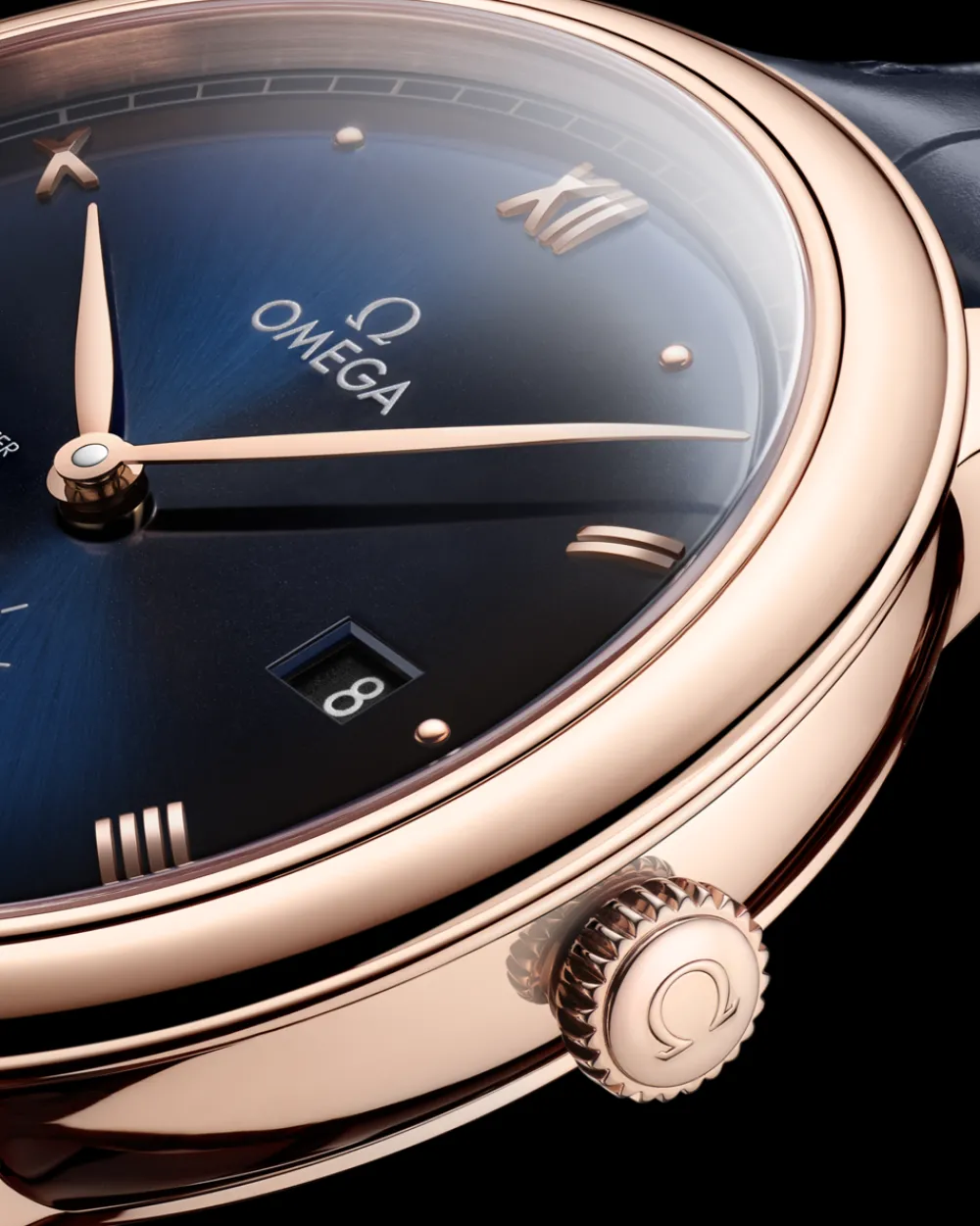 41 mm, Sedna™ gold on leather strap^OMEGA Clearance