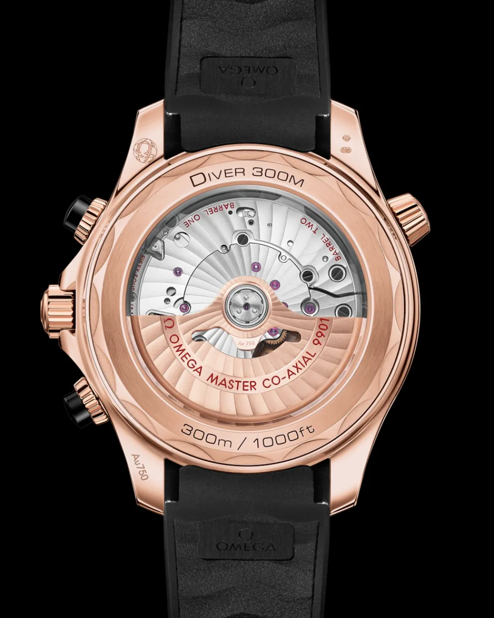 44 mm, Sedna™ gold on rubber strap^OMEGA Best