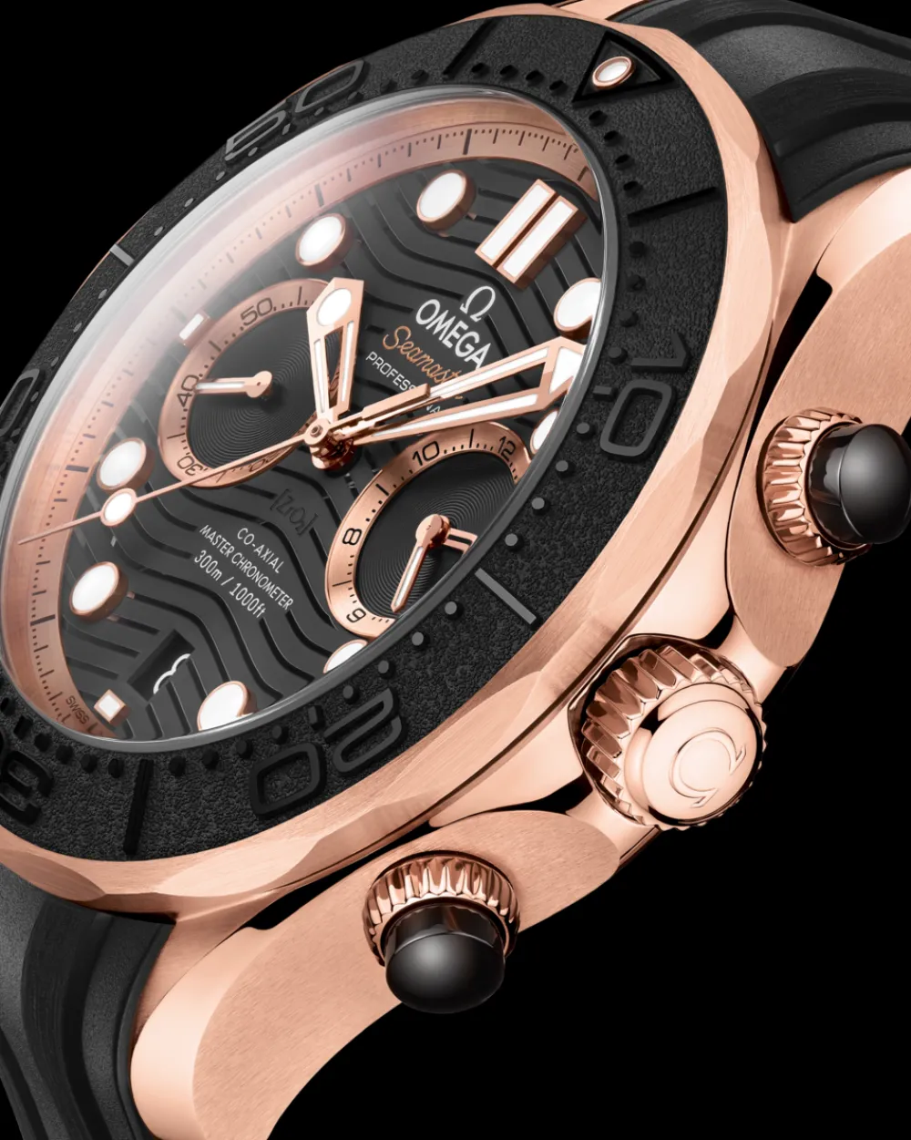 44 mm, Sedna™ gold on rubber strap^OMEGA Best