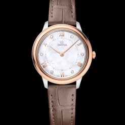 30 mm, steel ‑ Sedna™ gold on leather strap^OMEGA Outlet