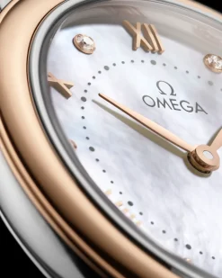 30 mm, steel ‑ Sedna™ gold on leather strap^OMEGA Outlet