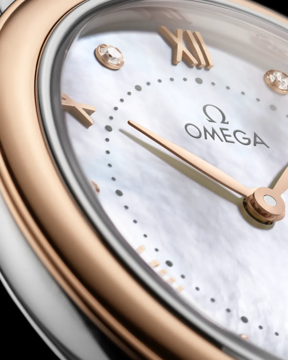 30 mm, steel ‑ Sedna™ gold on leather strap^OMEGA Outlet