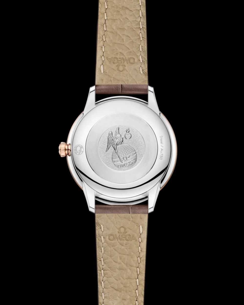 27.5 mm, steel ‑ Sedna™ gold on leather strap^OMEGA Clearance