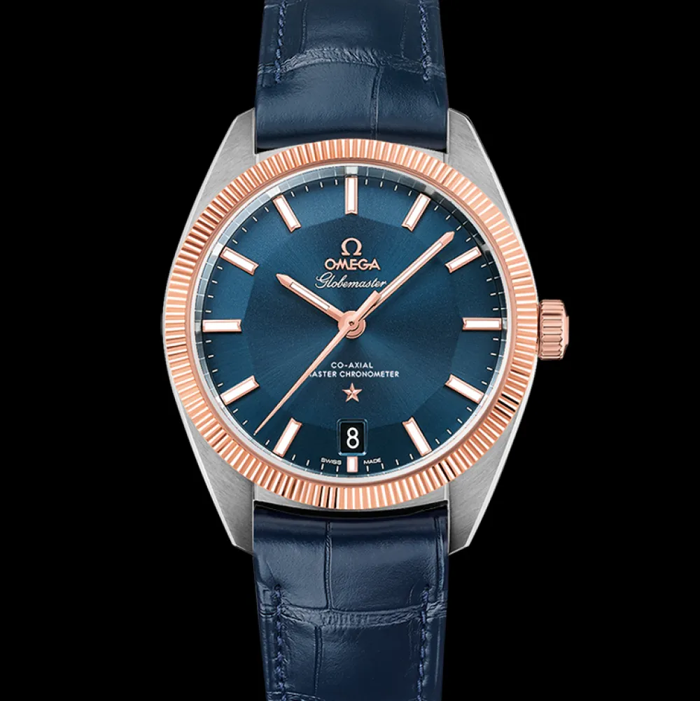 39 mm, steel ‑ Sedna™ gold on leather strap^OMEGA Sale