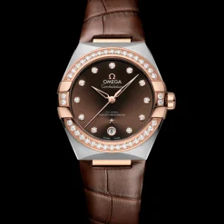 36 mm, steel ‑ Sedna™ gold on leather strap^OMEGA Hot
