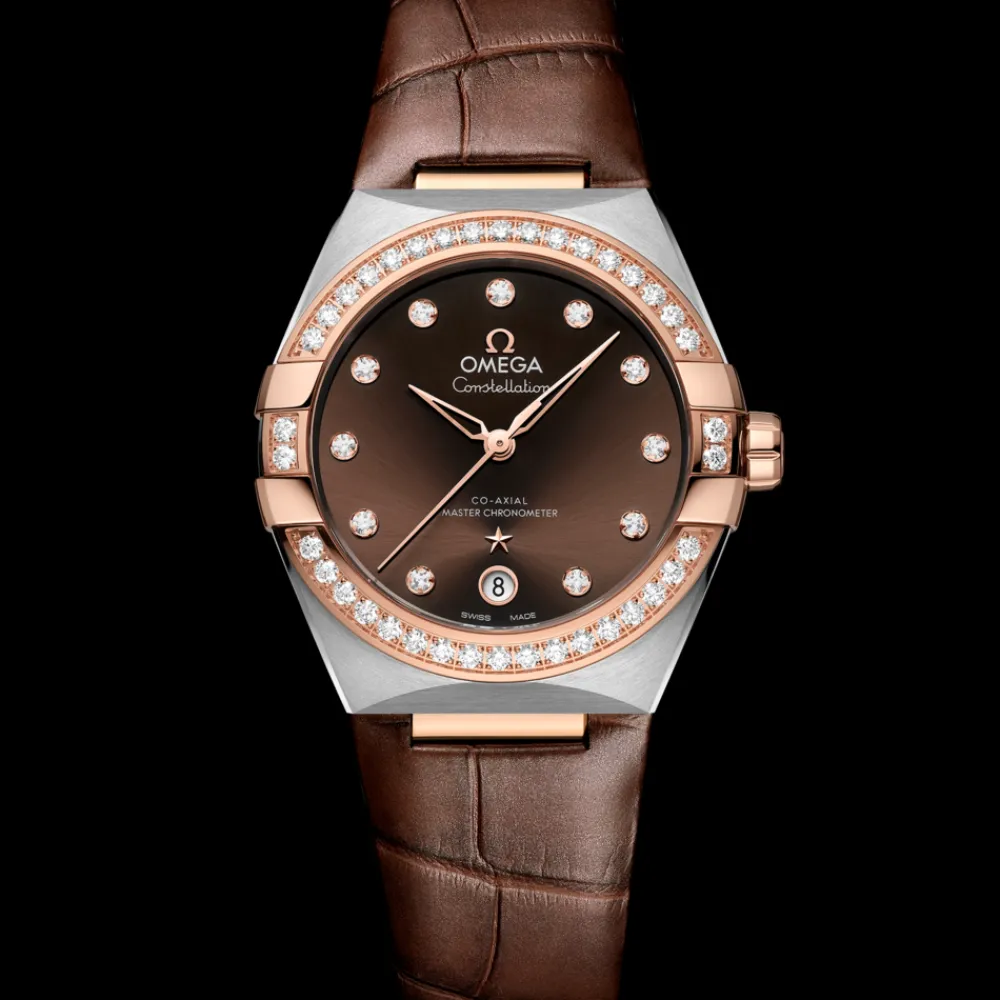 36 mm, steel ‑ Sedna™ gold on leather strap^OMEGA Hot