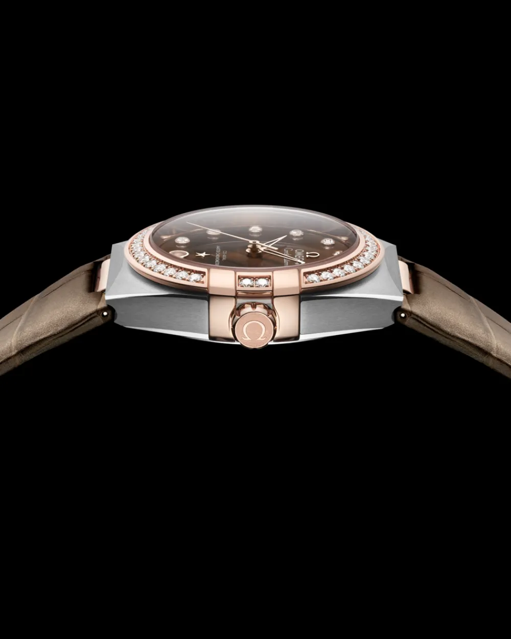 36 mm, steel ‑ Sedna™ gold on leather strap^OMEGA Hot