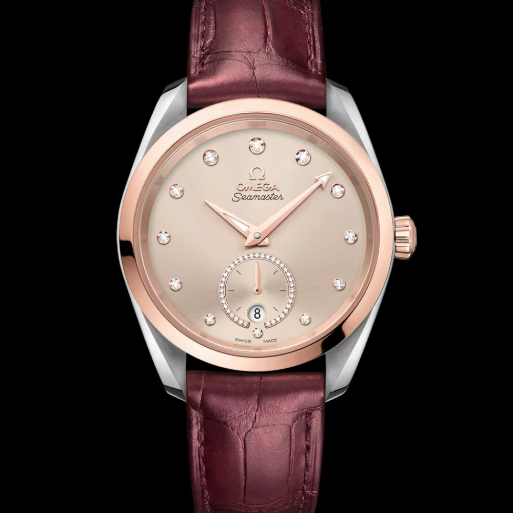 38 mm, steel ‑ Sedna™ gold on leather strap^OMEGA New