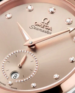 38 mm, steel ‑ Sedna™ gold on leather strap^OMEGA New