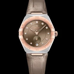 34 mm, steel ‑ Sedna™ gold on leather strap^OMEGA Clearance
