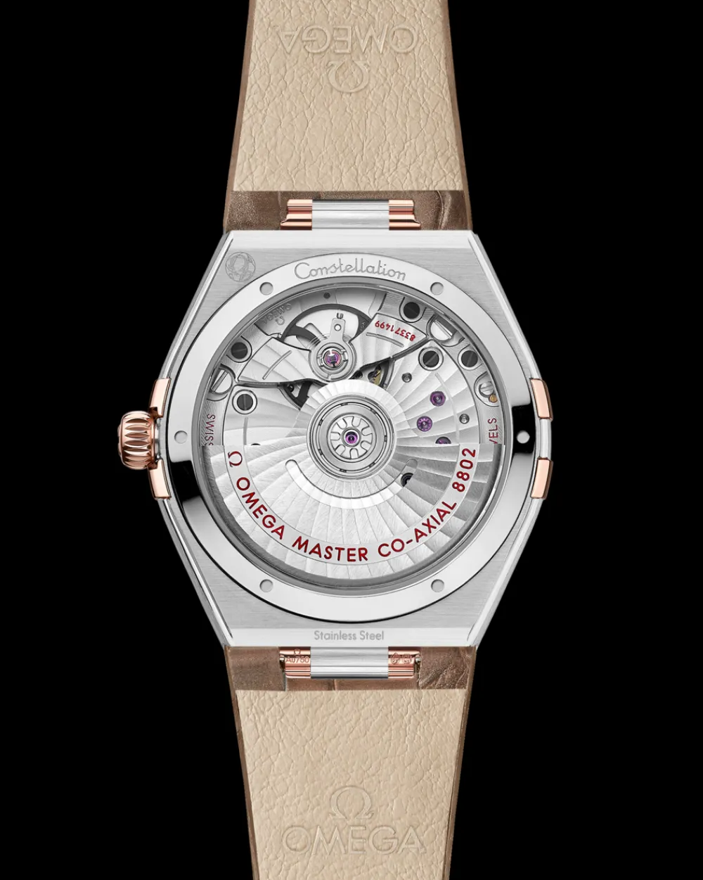 34 mm, steel ‑ Sedna™ gold on leather strap^OMEGA Clearance