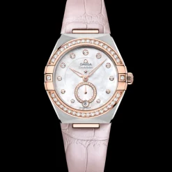34 mm, steel ‑ Sedna™ gold on leather strap^OMEGA Sale