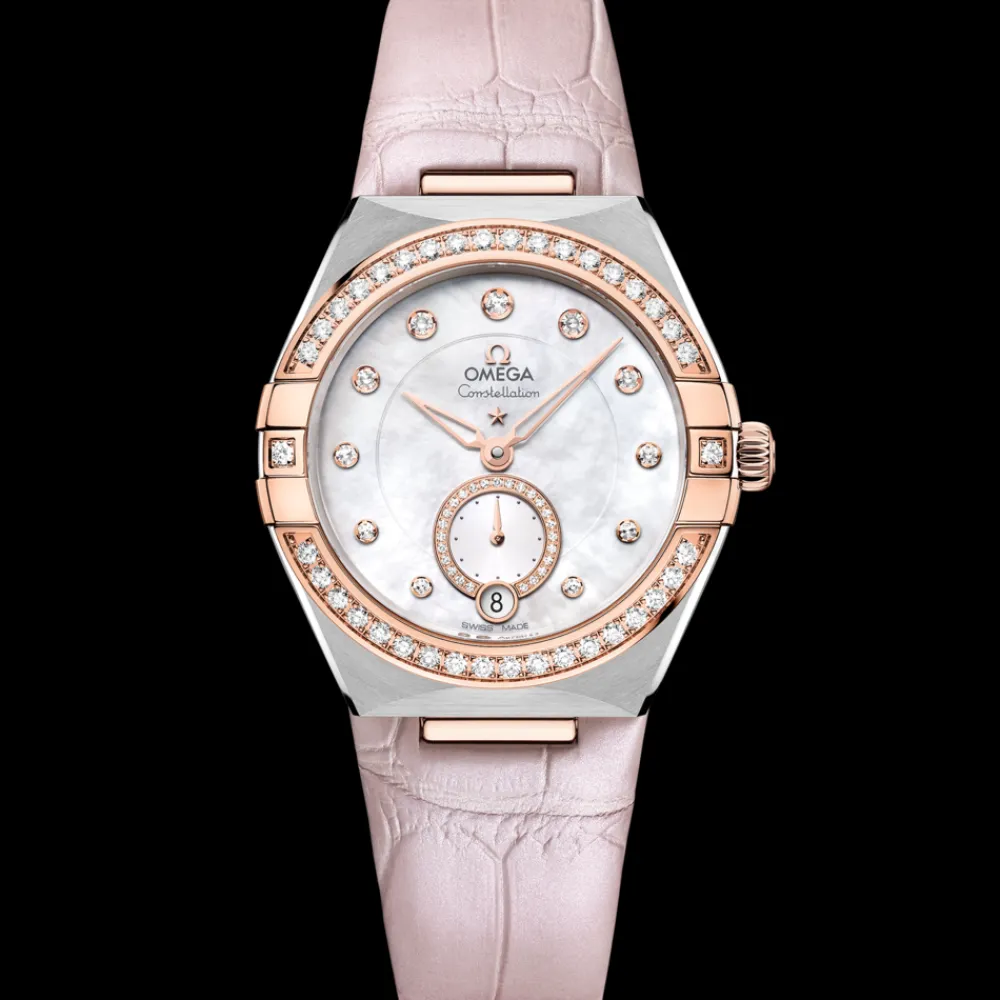 34 mm, steel ‑ Sedna™ gold on leather strap^OMEGA Sale