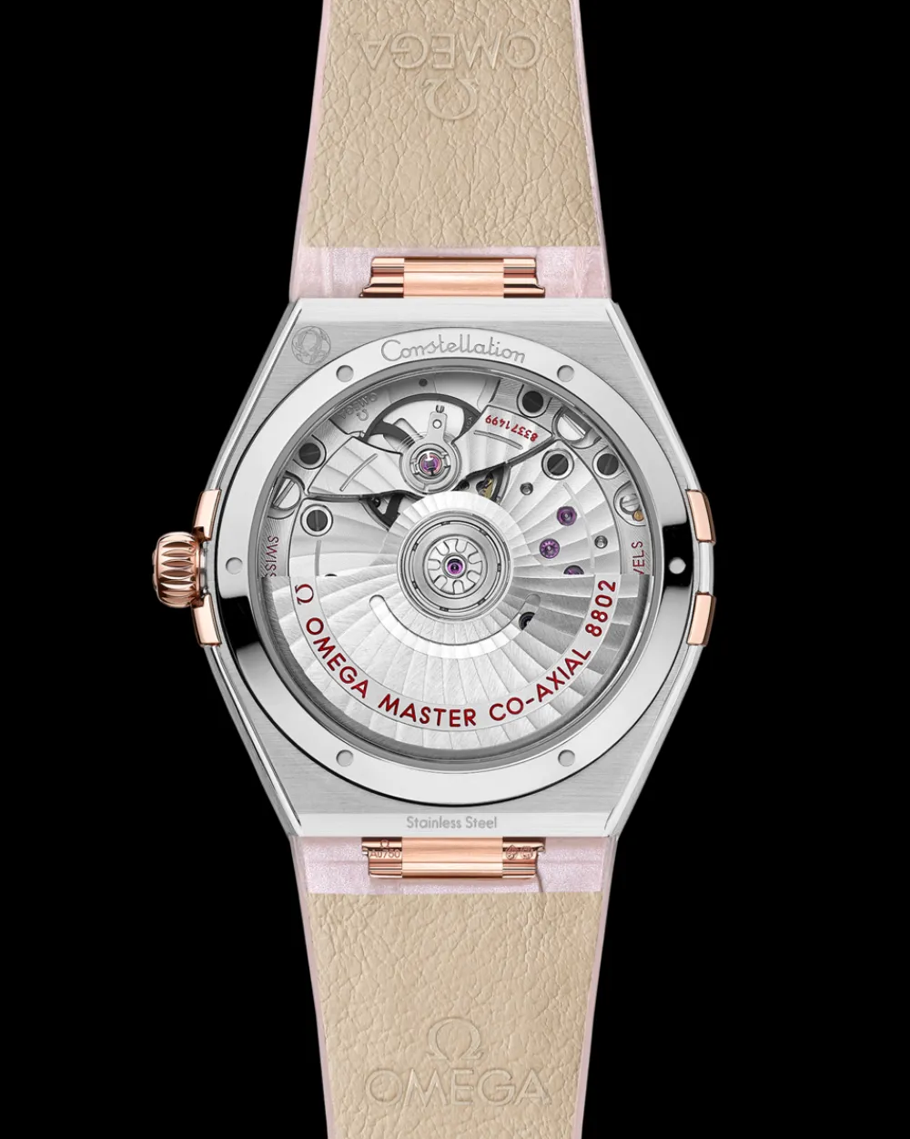 34 mm, steel ‑ Sedna™ gold on leather strap^OMEGA Sale