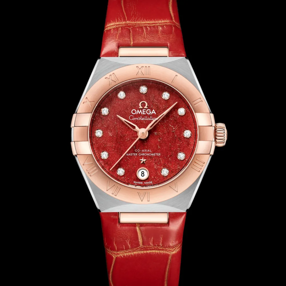 29 mm, steel ‑ Sedna™ gold on leather strap^OMEGA Outlet