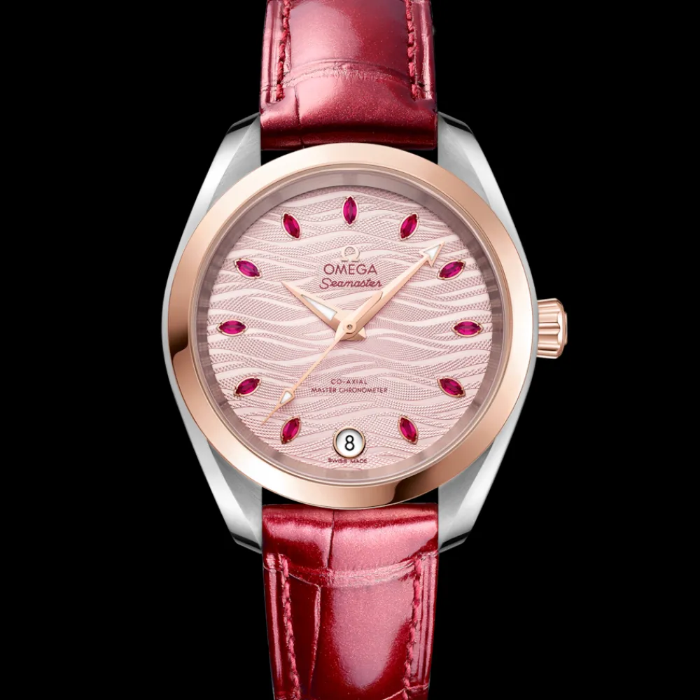 34 mm, steel ‑ Sedna™ gold on leather strap^OMEGA Clearance