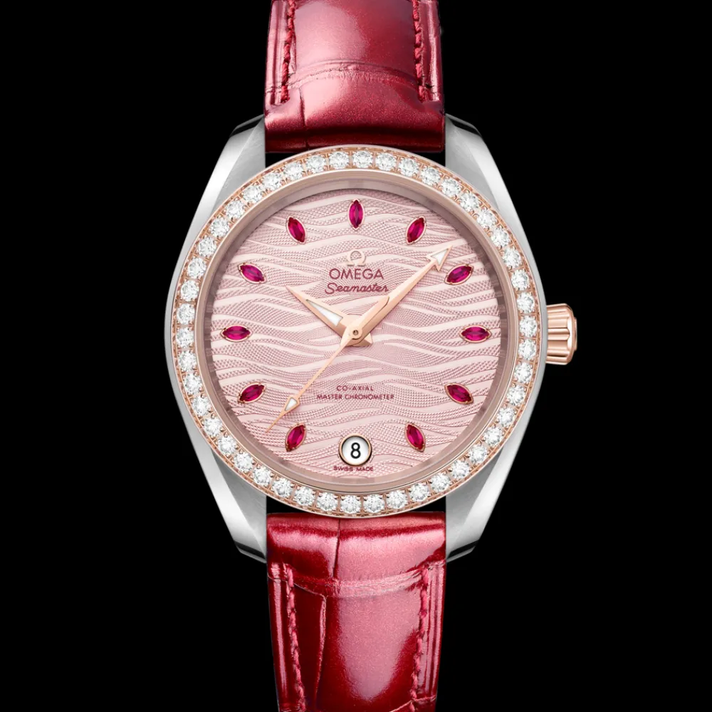34 mm, steel ‑ Sedna™ gold on leather strap^OMEGA Best