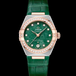 29 mm, steel ‑ Sedna™ gold on leather strap^OMEGA New