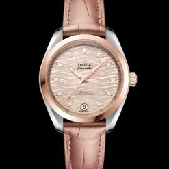 34 mm, steel ‑ Sedna™ gold on leather strap^OMEGA Best