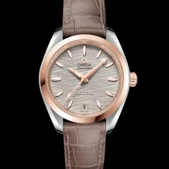 34 mm, steel ‑ Sedna™ gold on leather strap^OMEGA Hot