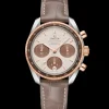 38 mm, steel ‑ Sedna™ gold on leather strap^OMEGA New