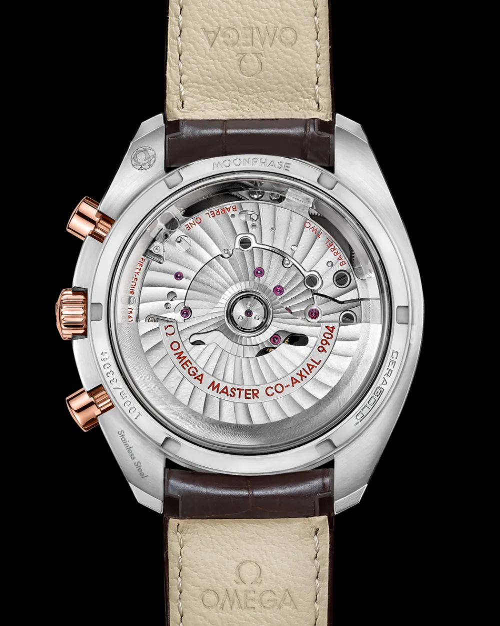 44.25 mm, steel ‑ Sedna™ gold on leather strap^OMEGA Outlet
