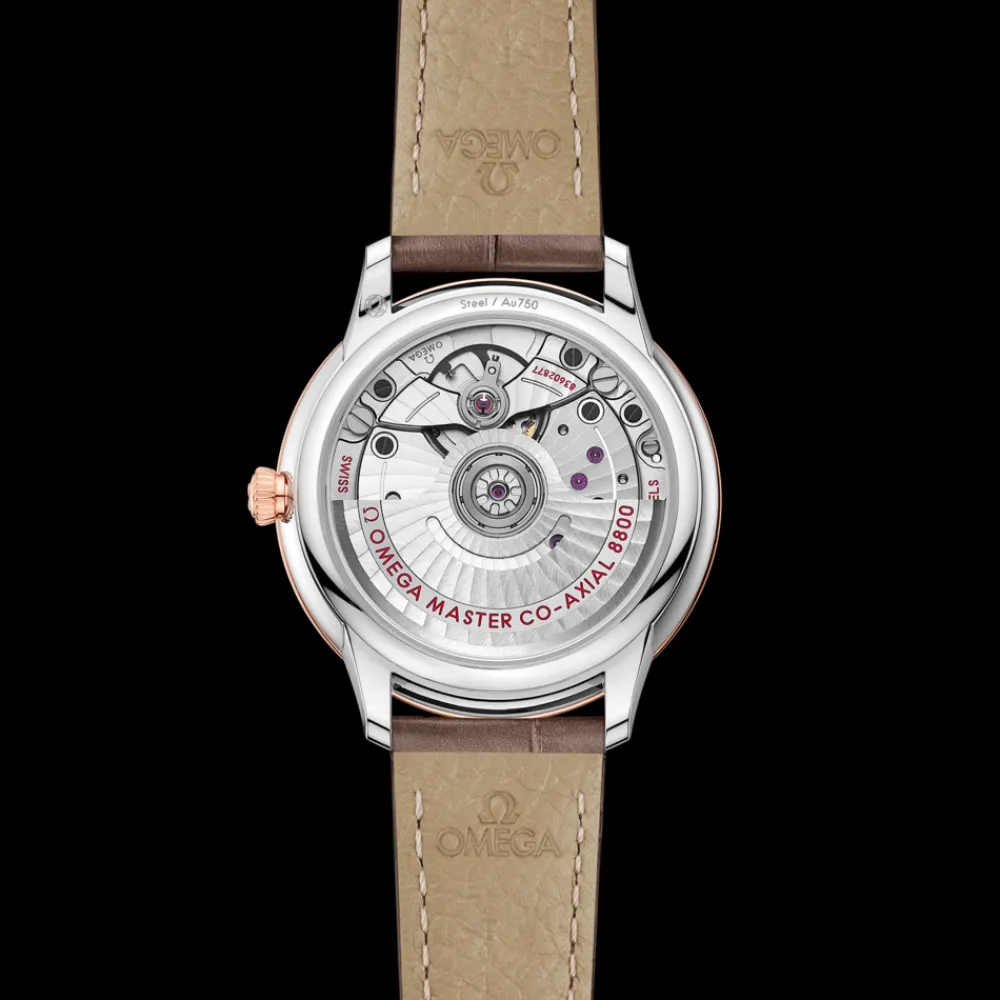 34 mm, steel ‑ Sedna™ gold on leather strap^OMEGA Outlet