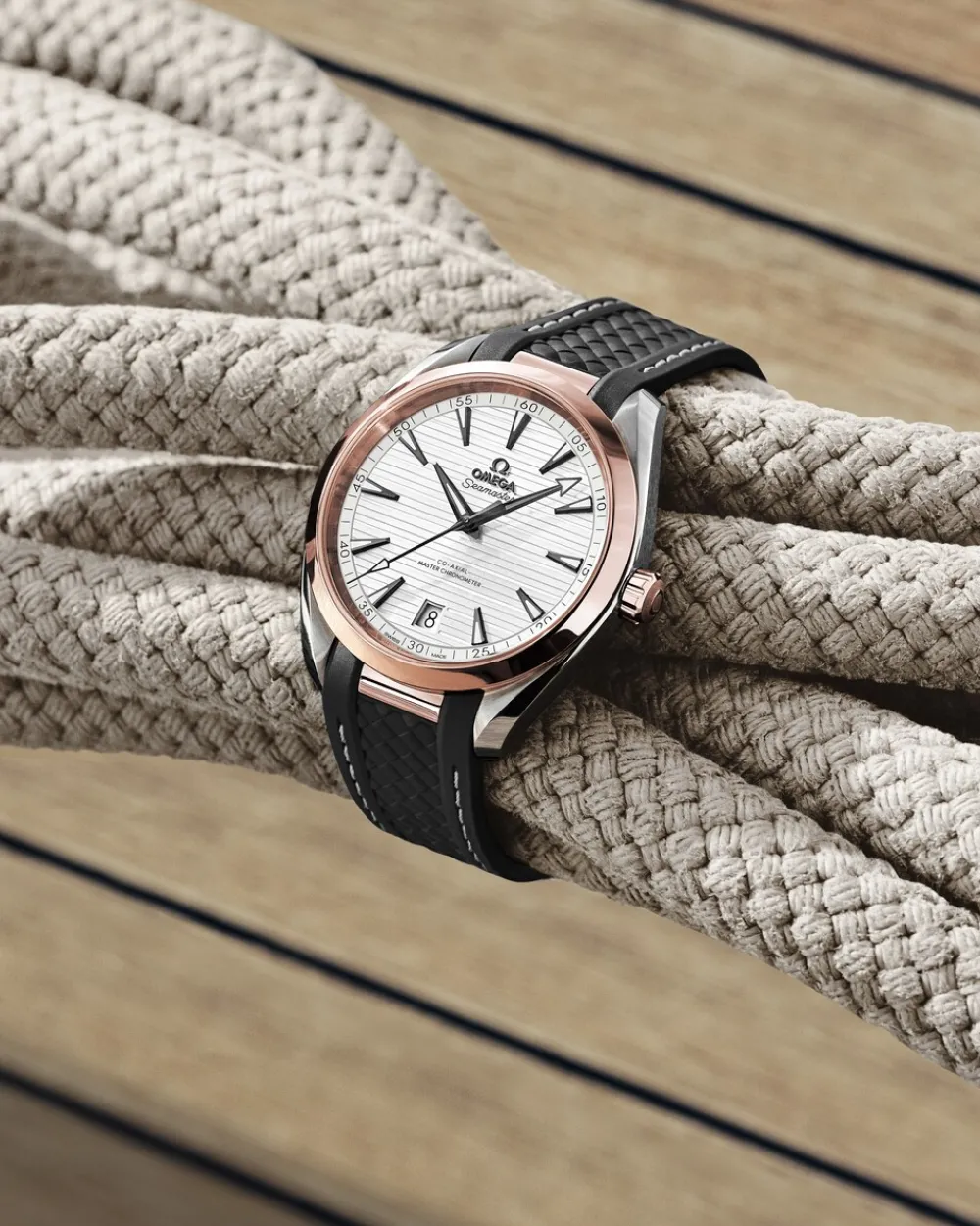 41 mm, steel ‑ Sedna™ gold on rubber strap^OMEGA Clearance