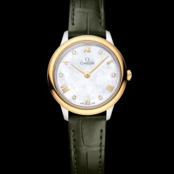 27.5 mm, steel ‑ yellow gold on leather strap^OMEGA Hot