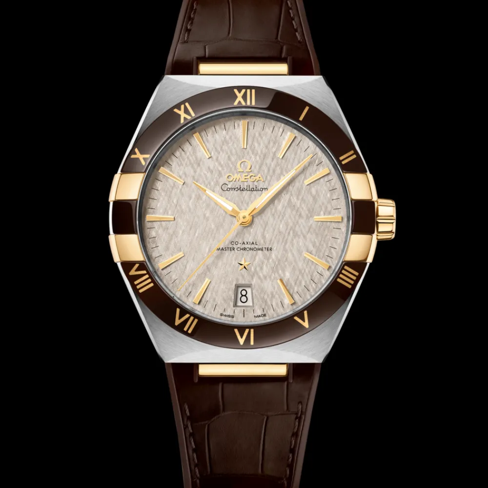 41 mm, steel ‑ yellow gold on leather strap^OMEGA Hot