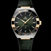 41 mm, steel ‑ yellow gold on leather strap^OMEGA Fashion