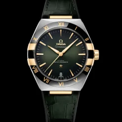 41 mm, steel ‑ yellow gold on leather strap^OMEGA Fashion