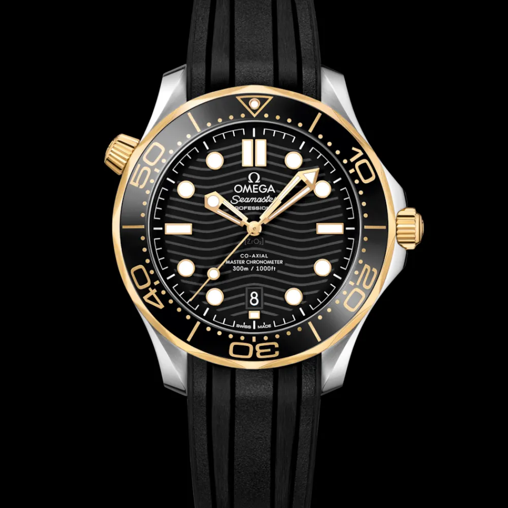42 mm, steel ‑ yellow gold on rubber strap^OMEGA Fashion