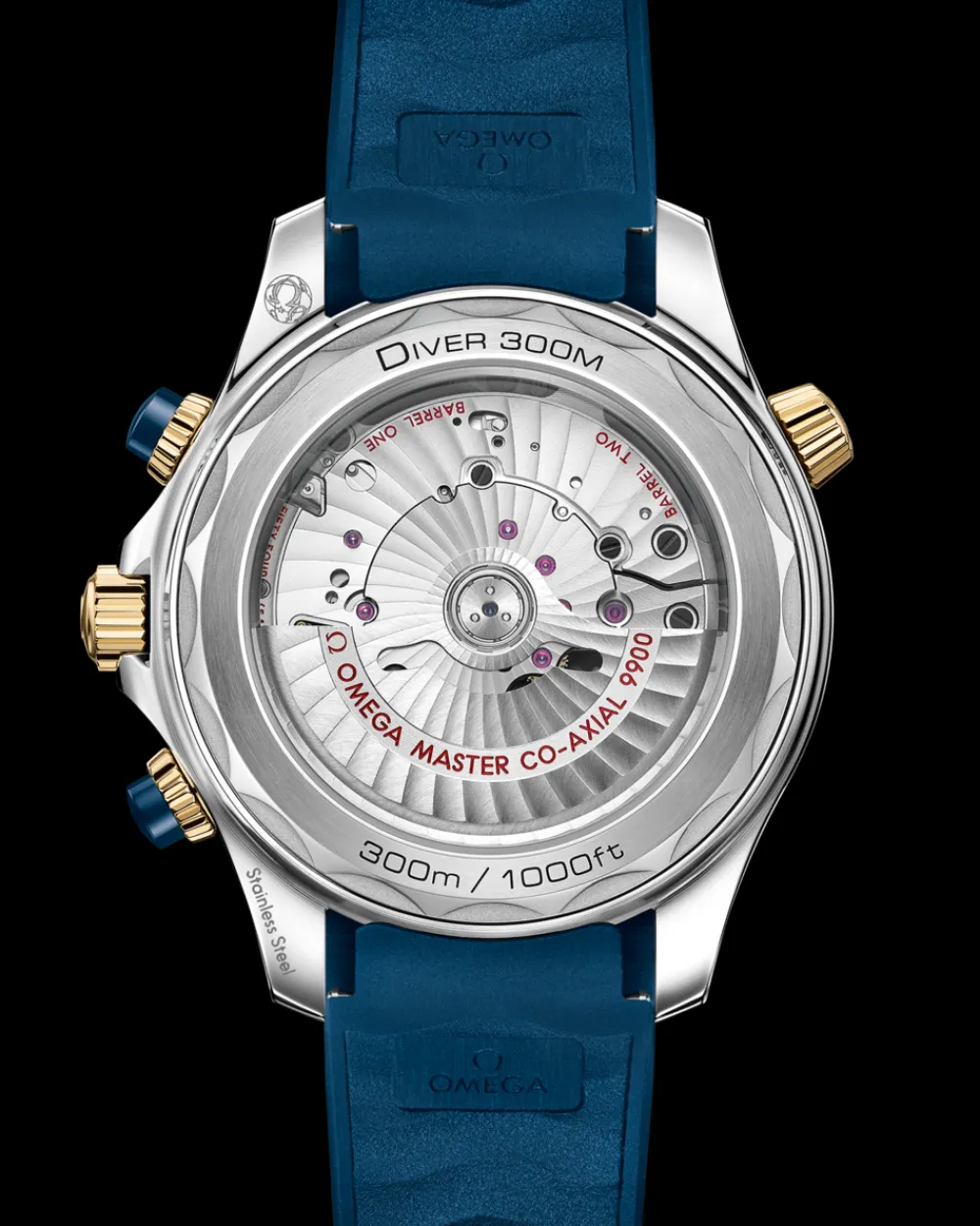 44 mm, steel ‑ yellow gold on rubber strap^OMEGA Outlet