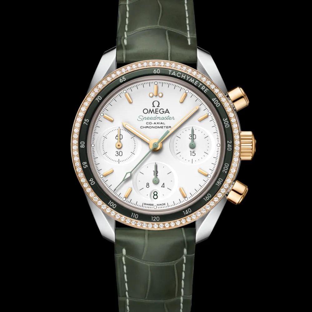 38 mm, steel ‑ yellow gold on leather strap^OMEGA Outlet