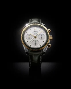 38 mm, steel ‑ yellow gold on leather strap^OMEGA Hot