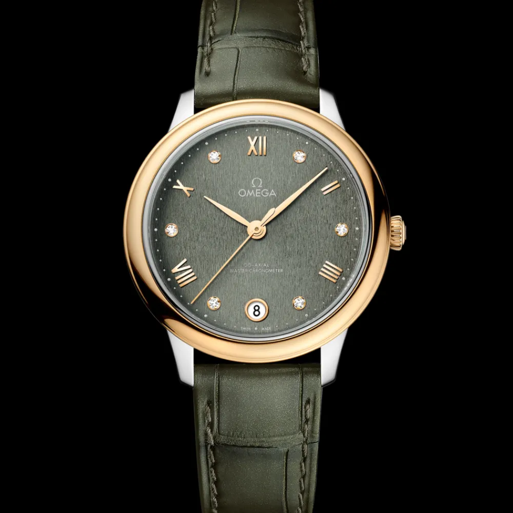 34 mm, steel ‑ yellow gold on leather strap^OMEGA Best