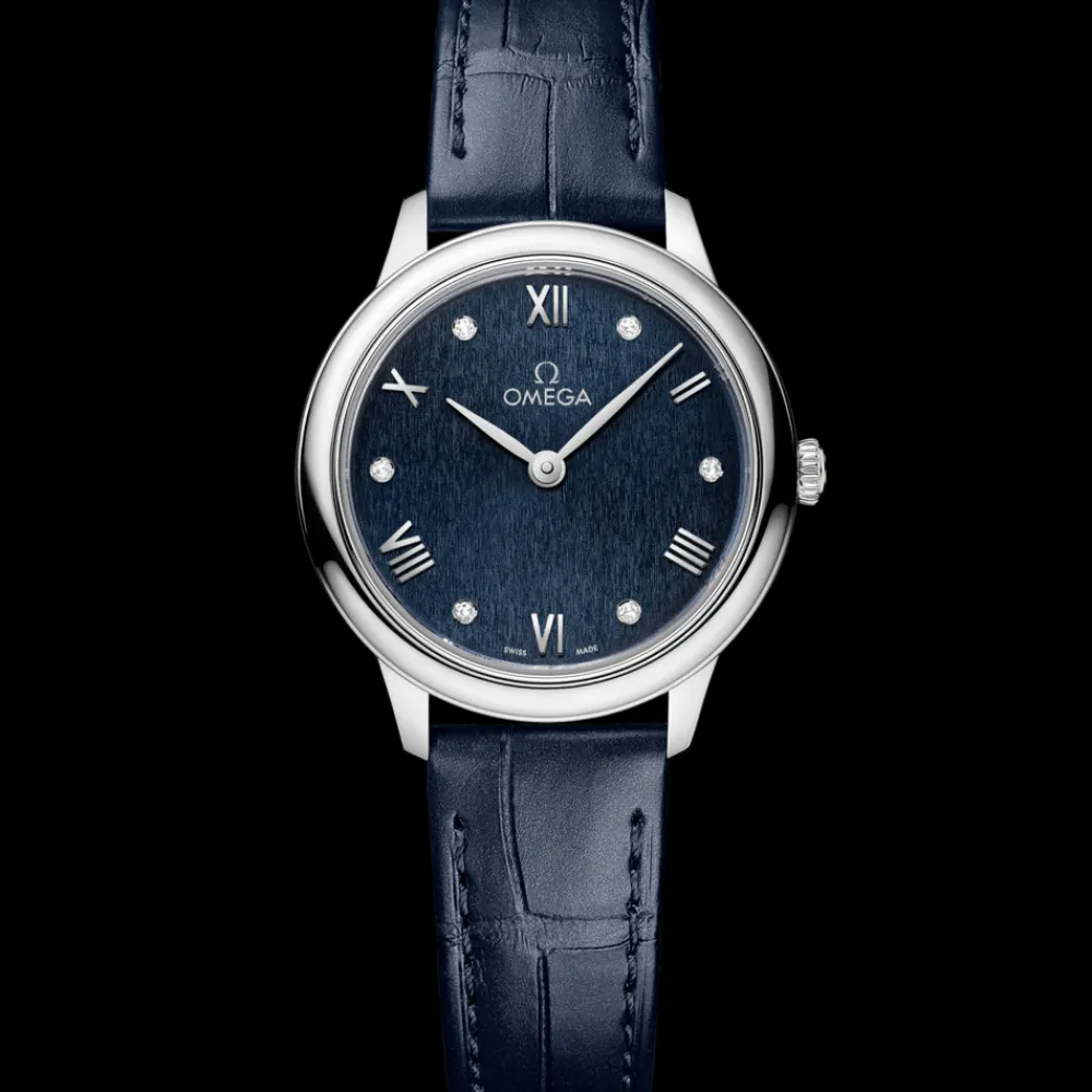 27.5 mm, steel on leather strap^OMEGA Fashion