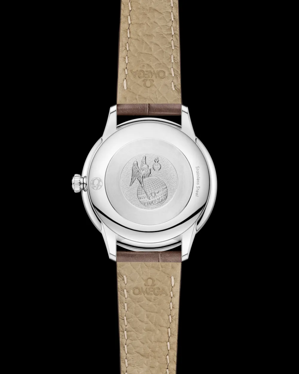 27.5 mm, steel on leather strap^OMEGA New